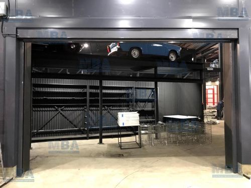 the box and guides of the fire curtain